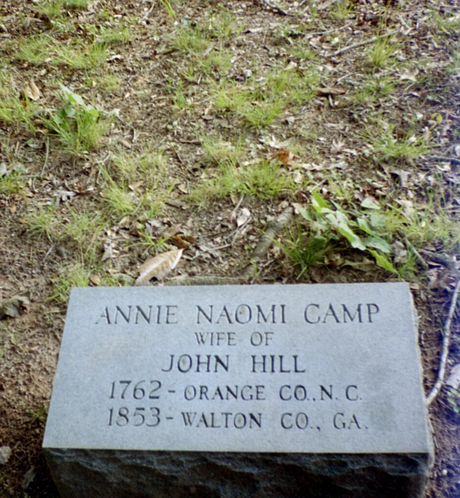 July, 2007 Photo of Anna Naomi Camp Hill's marker at the Fort Yargo State Park Winder, Georgia taken by CEW